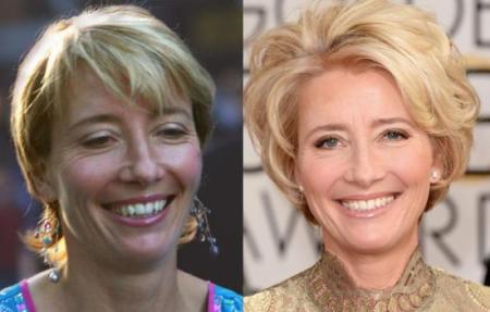 Emma Thompson a Nanny McPhee c. film londoni premierjén  (2005), és a 2014-es Golden Globe-on